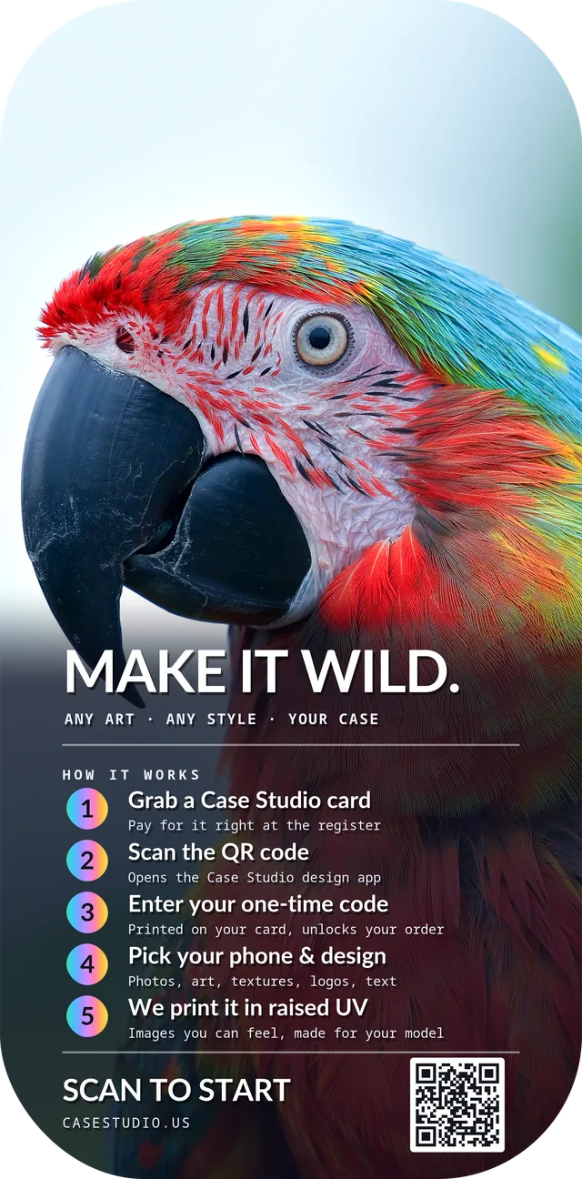 Custom Pixel case with a macaw photo